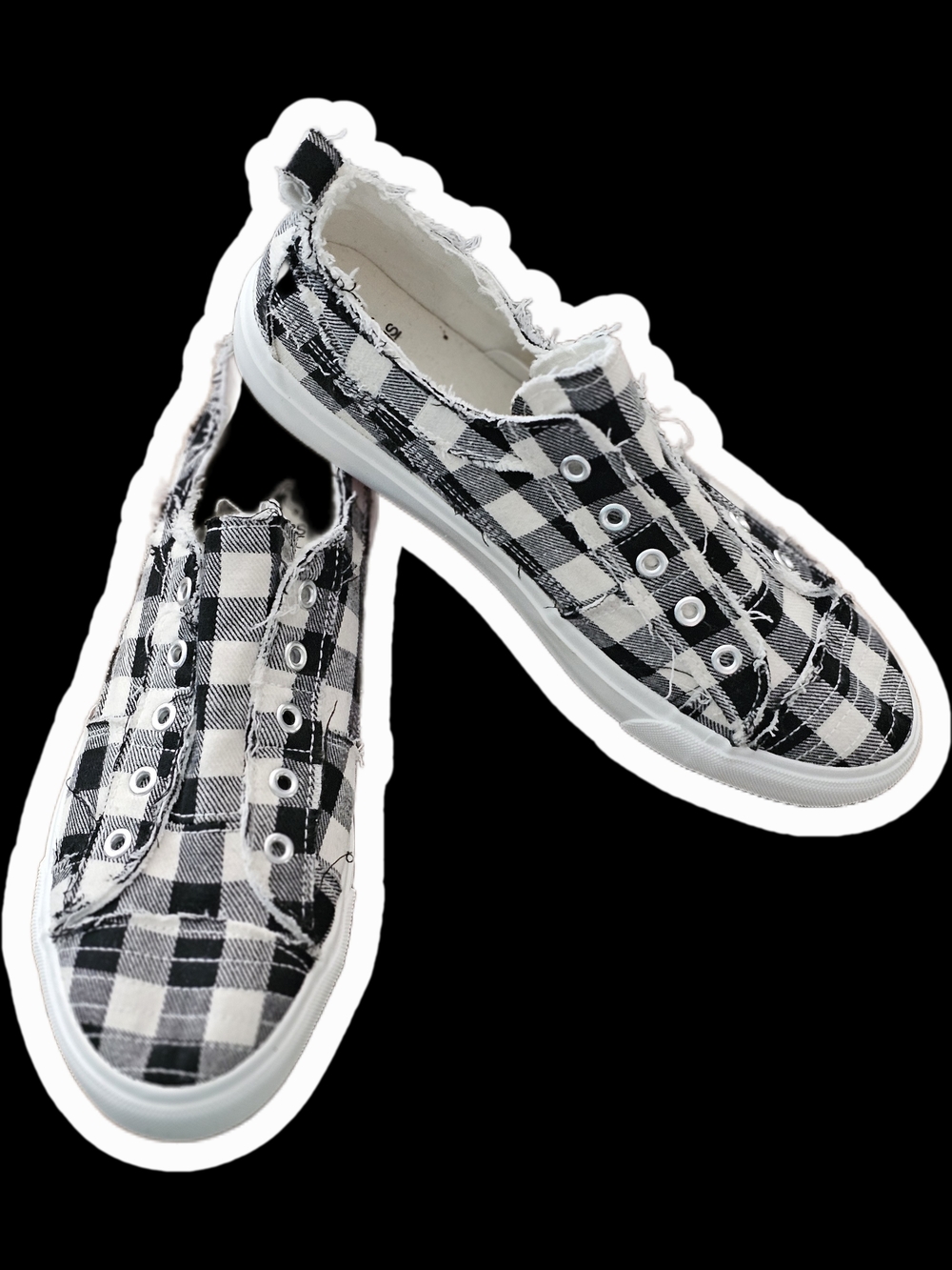 Corkys Babalu Casual Slip-On Sneakers Black White Plaid Checkered Women Size 10